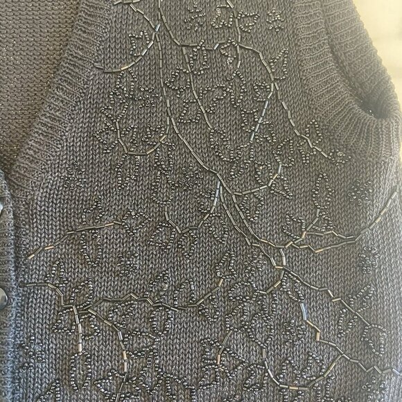 Bryn Connelly 90s Vintage Cotton Beaded Sweater Vest Cardigan Button Down Size S - Picture 10 of 13
